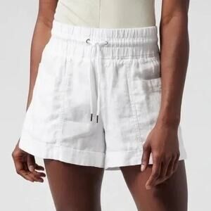 Athleta Cabo Linen 4" Short White Lightweight Summer Shorts 14